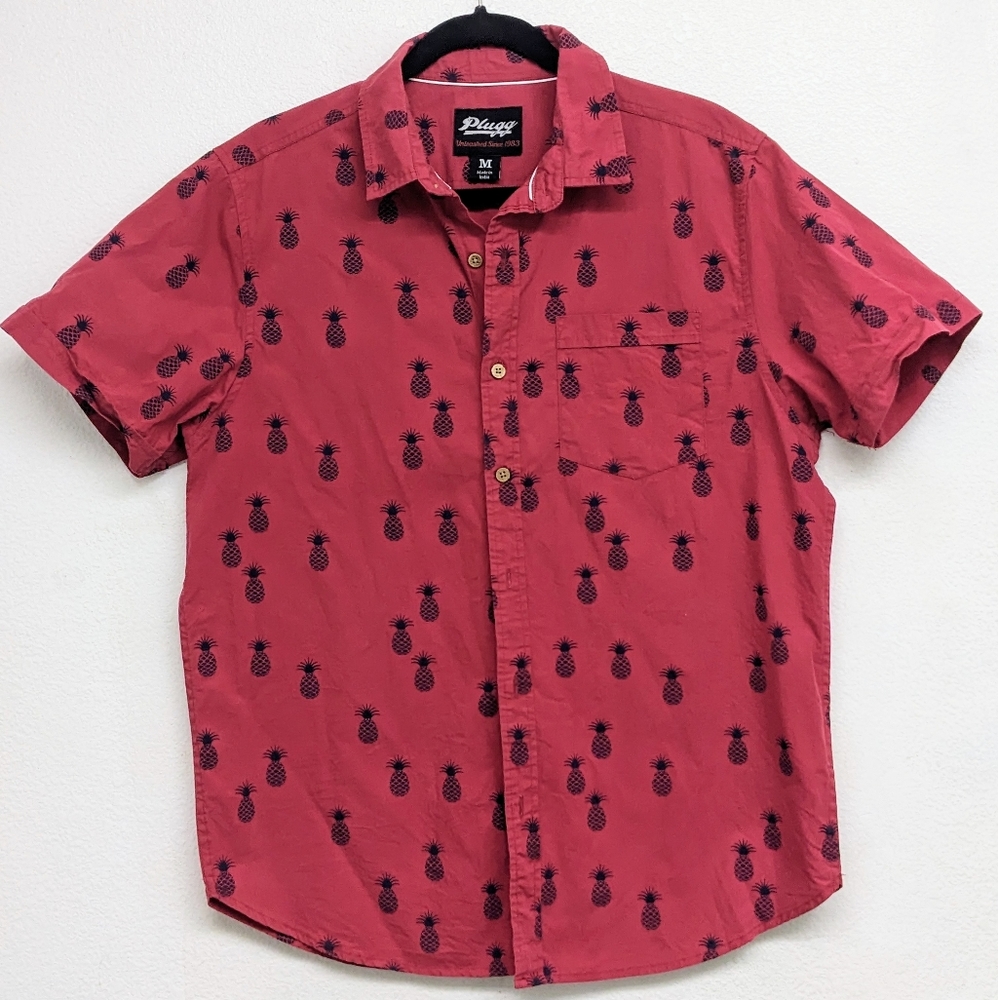 Button Down Pineapple Print Casual Shirt